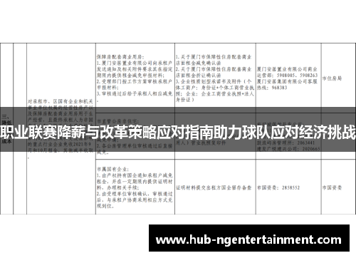 职业联赛降薪与改革策略应对指南助力球队应对经济挑战 职业联赛降薪与改革策略应对指南助力球队应对经济挑战